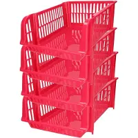 PlasticForte Stapelbare opbergmand - 4x - Roze - 16L - kunststof - 38 x 28 x 15 cm