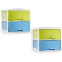 PlasticForte ladeblokje/bureau organizer - 2x - 2 lades - multi - L26 x B36 x H25 cm
