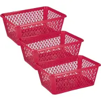 PlasticForte opbergmand/kastmandje - 3x - 13 liter - fuchsia roze - kunststof - 26 x 37 x 14 cm