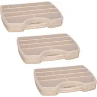 PlasticForte Opbergkoffertje/opbergdoos/sorteerbox - 3x - 13-vaks - kunststof - beige - 25 x 21 x 4 cm