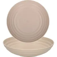 PlasticForte Rond bord/camping - 6x - diep bord - D19 cm - taupe - kunststof - soepborden