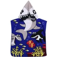 ECarla Strandlaken Haai - Blauw - Badponcho - Badcape - Kinderdoek - Omslagdoek kinderen - Handdoek - Beach cape