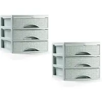 PlasticForte ladeblokje/bureau organizer - 2x - 3 lades - mintgroen - L18 x B23 x H17 cm