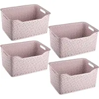 PlasticForte opbergmand/kastmandje - 4x - 18 liter - roze - kunststof - 29 x 39 x 19 cm