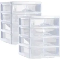 PlasticForte Ladeblokje/bureau organizer 2x lades - wit/transparant - L18 x B21 x H23 cm - plastic