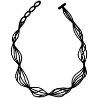 Batucada - Waves - Collier van Plantaardige Oorsprong en Hypoallergeen - Vrouwen Ketting met Golven - Antiallergisch Halsketting - Zwart - lengte 40/44 cm -effect Tattoo - ziet er uit als Rubber