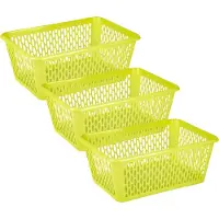 PlasticForte opbergmand/kastmandje - 3x - 6,5 liter - groen - kunststof - 20 x 30 x 11 cm