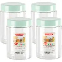 PlasticForte Voorraadpot/bewaarpot - 4x - 800 ml - kunststof - mint groen- B10 x H15 cm
