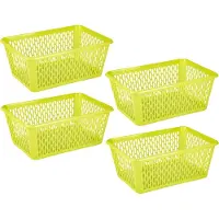 PlasticForte opbergmand/kastmandje - 4x - 6,5 liter - groen - kunststof - 20 x 30 x 11 cm