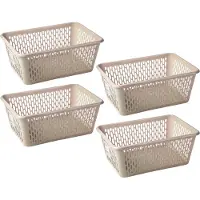PlasticForte opbergmand/kastmandje - 4x - 13 liter - beige - kunststof - 26 x 37 x 14 cm