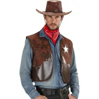 Widmann - Cowboy & Cowgirl Kostuum - Cowboy Vest Man - Bruin - XL - Carnavalskleding - Verkleedkleding