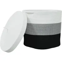 vidaXL Opbergmand met deksel Ø 40x35 cm katoen wit en zwart