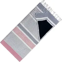 Arowell Hamamdoek Dubbelzijdige Kikoydoek & Badstof - Trendy Hammamdoek - 100% Katoen - 95 x 175 cm - Grey Burgundy