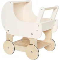Jabadabado Houten poppenwagen - Creme