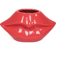 Housevitamin Lips Don't Lie Vaas - Bloempot Rood - 21x19x11cm - Uniek design voor uw interieur!