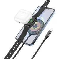 Hoco 3 In 1 Draadloze Oplader Geschikt voor MagSafe iWatch | AirPods | iPhone - 15W - USB C