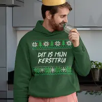 B&C Foute Kerst Hoodie - Kleur Groen - Dit Is Mijn Kersttrui - Maat S - Uniseks Pasvorm - Kerstkleding voor Dames & Heren