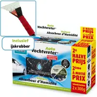 Bison Auto Vochtvreter - Auto Ontvochtiger - Herbruikbaar - 300 gram - 2 Stuks - Inclusief ijskrabber
