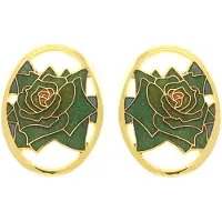 Behave - Oorclips dames - roosmotief - groen - 3 cm