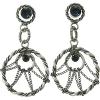 Behave - Oorsteker met ronde hanger en steentjes - Bohemian stijl
