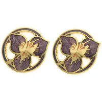Behave - Oorclips dames - bloemmotief - paars - 1,5 cm