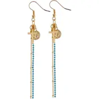 Behave - Oorbellen hanger turquoise kruis munt - Bohemian zomerlook
