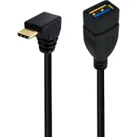 Dolphix USB-C (m) haaks (boven/beneden) naar USB-A (v) adapter - USB3.0 / zwart - 0,25 meter