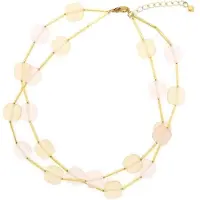 Behave Dames Dubbele Ketting - Roze Kralen 40 cm - Nikkelvrij en Handgemaakt