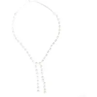 Behave Dames ketting zilver kleur met multi kleur stenen en hangers 44 cm