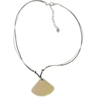 Behave - Schelp hanger ketting - Zwart en wit - Korte dames ketting 40 cm