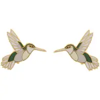 Behave - Oorbellen dames - Kolibrie stekers - Wit groen - Natuurtrend