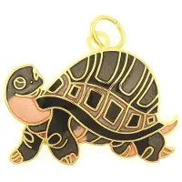 Behave - Hanger schildpad bruin grijs emaille goudkleur - slow fashion talisman
