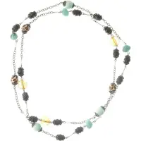 Behave - Lange ketting - Bohemian stijl - Bruin blauw kralenmix - 120 cm