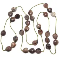 Behave - Groen stenen ketting met bruin textuur - Nikkelvrij - 120 cm