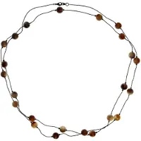 Behave Lange ketting rosé goudkleur met bruine kralen – Nikkelvrije modeketting