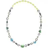 Behave - Lange ketting groen blauwe kralen - 80 cm