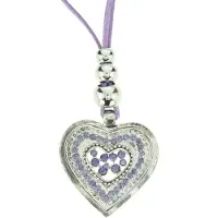 Behave - Lange ketting met bewerkt hart met steentjes - 79 cm
