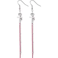 Behave - Oorbellen hanger kruis rood kralen - Trendy voor avondlook