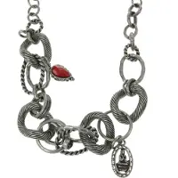 Behave - Grove Schakelketting met Kleine Hangers - 41 cm - Stoere Mode voor Elke Gelegenheid
