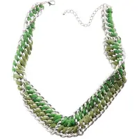 Behave - Gevlochten Statement Ketting - Groen & Zilverkleur - Dames
