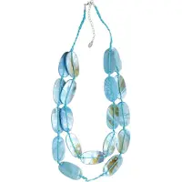 Behave - Gevlochten Lange Ketting met Blauwe Schelpen - Trendy Accessoire voor Dames