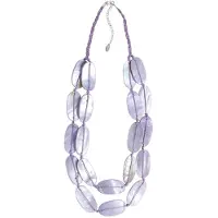 Behave - Gevlochten Lange Ketting met Lila Schelpen - Trendy Accessoire voor Dames