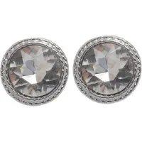 Behave - Oorbellen met ronde steen en zilverkleur rand - tijdloos chic