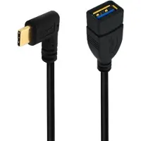 Dolphix USB-C (m) haaks (links/rechts) naar USB-A (v) adapter - USB3.0 / zwart - 0,25 meter
