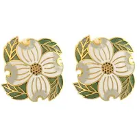 Behave - Oorclips dames - bloemmotief - wit en groen - 3 cm