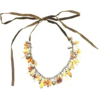Behave - Ketting Bruin met Strik en Hangertjes - 50 cm - Verstelbaar