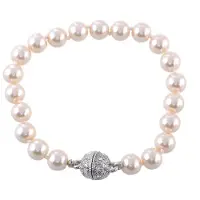 Behave - Armband - glasparels crème - feestelijk sieraad - 21 cm