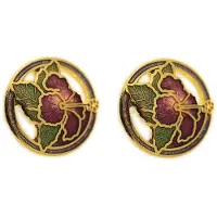 Behave - Oorstekers dames - bloemmotief - paars - 1,5 cm