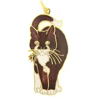Behave - Hanger kat bruin paars emaille goudkleur - herfstaccessoire