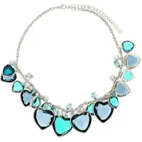 Behave - Ketting met blauwe harten - Modeaccessoire met kristallen - Lengte 40 cm (+verlengketting 8 cm)